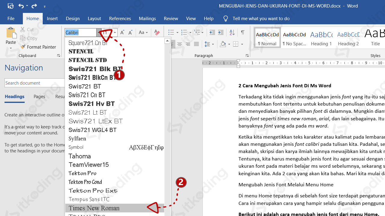 Tutorial Membuat Cara Mengganti Jenis Font Di Microsoft Word Beserta