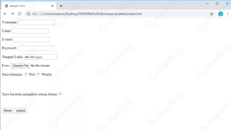 Cara Membuat Form di HTML : Fungsi Tag form, input
