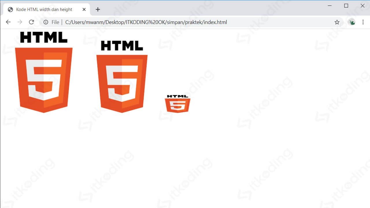 Penggunaan atribut width dan height pada gambar di HTML