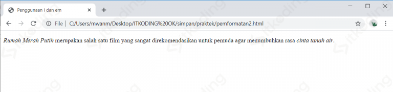 Pemformatan Teks Pada HTML : Fungsi Tag B, I, U