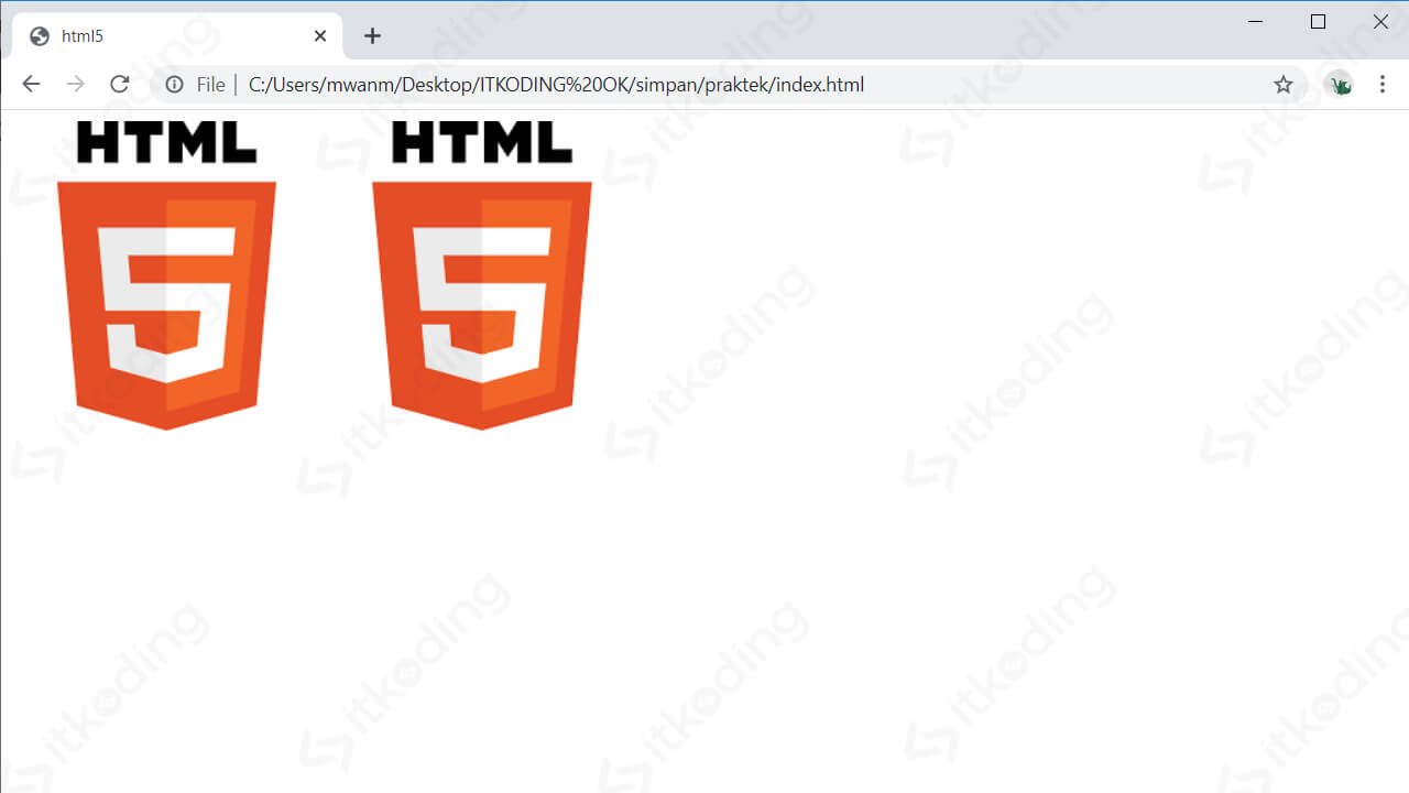 Tampilan penggunaan atribut alt di HTML