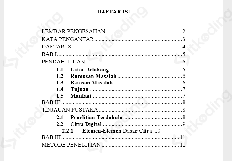 cara membuat titik titik pada daftar isi