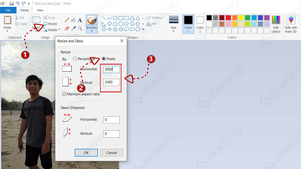 Memperbesar pixel pada paint