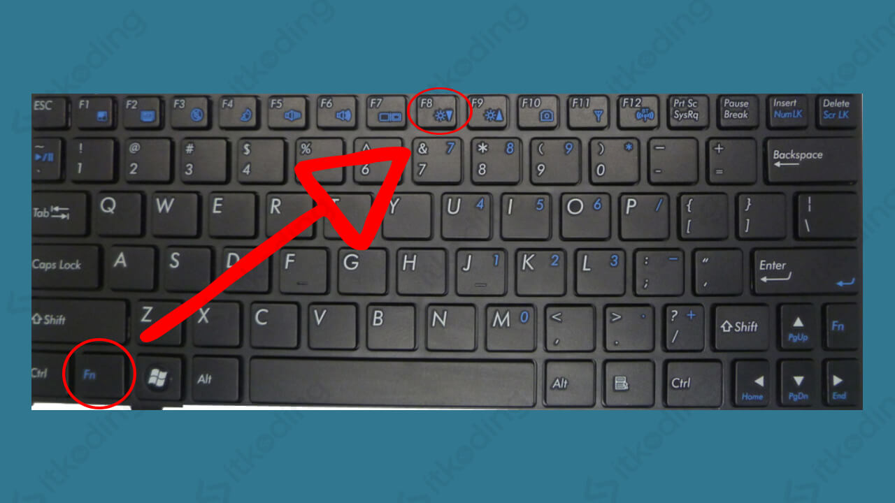 Tombol fn dan brightness di keyboard