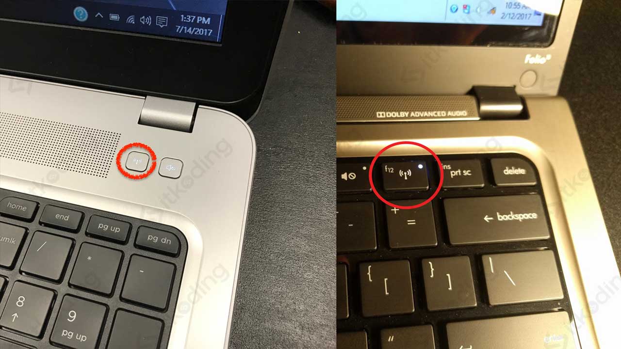 Tombol wifi di keyboard laptop