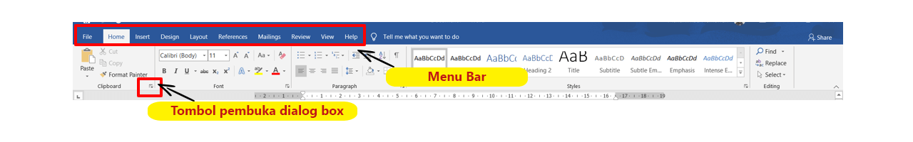 Ribbon di microsoft word 2019