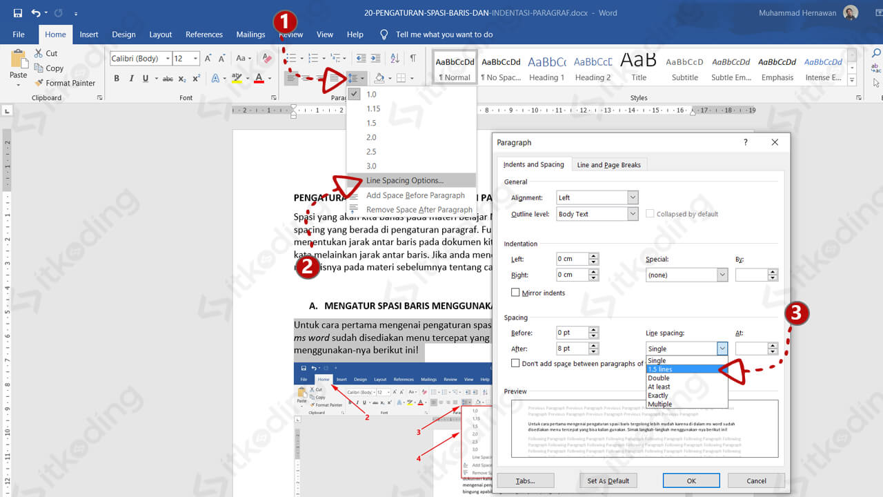 ️ Bagaimana Cara Mengatur Spasi Di Word 0733