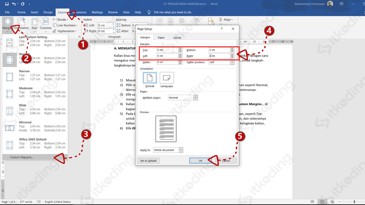 Cara Mengatur Margin di Word