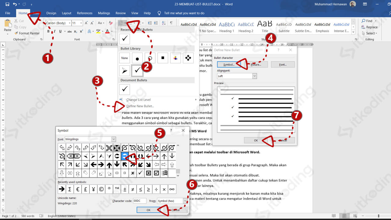 Pilihan simbol pada microsoft word