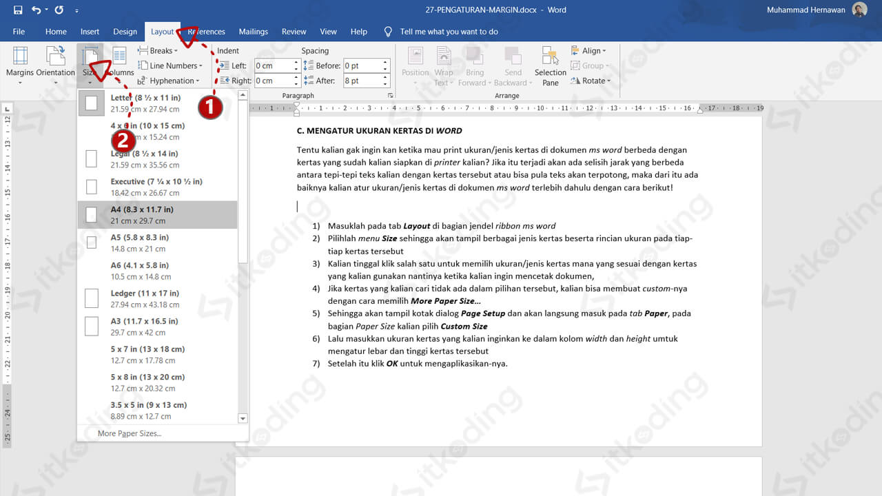 Cara Mengatur Ukuran Kertas Di Ms Word Portal Ekonomi Riset