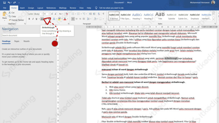 Cara Mencoret Tulisan Di Microsoft Word Strikethrough 7167