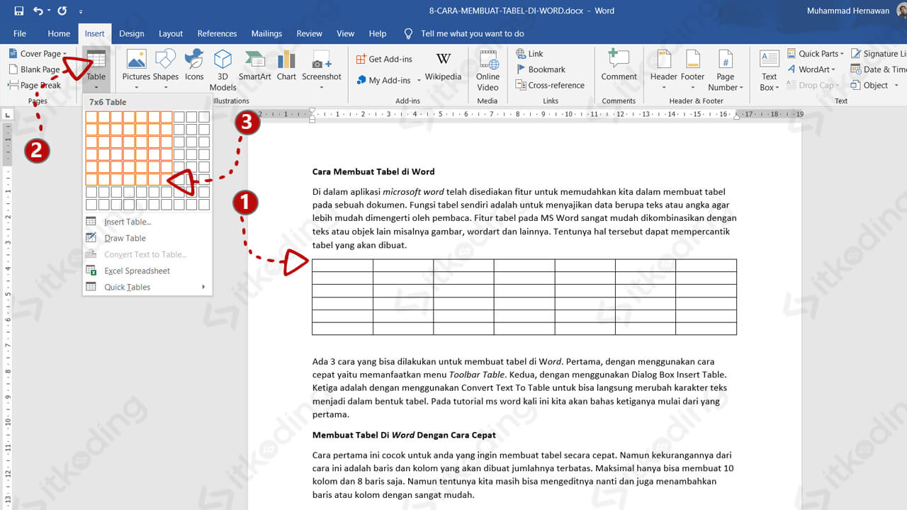 Cara Membuat Tabel Modifikasi Tabel Di Ms Word 2016 Dan Menggunakan Images 2486