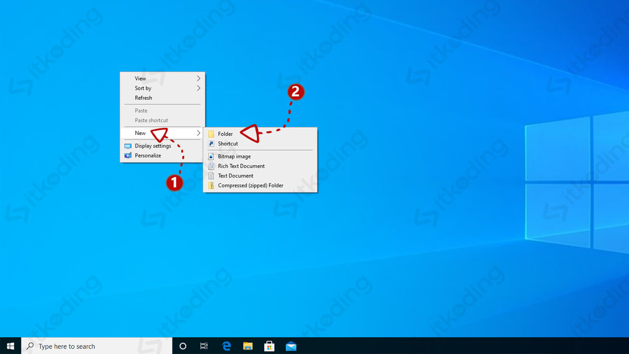 Opsi pada klik kanan di desktop windows