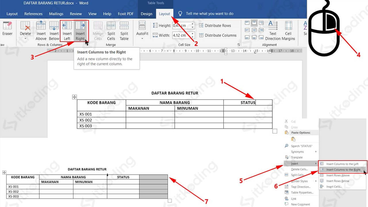 Cara Hapus Baris Dan Kolom Pada Tabel Ms Word Not Angka Lengkap