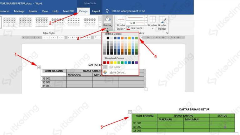 Cara Memberi Warna Pada Tabel Di MS Word Agar Menarik