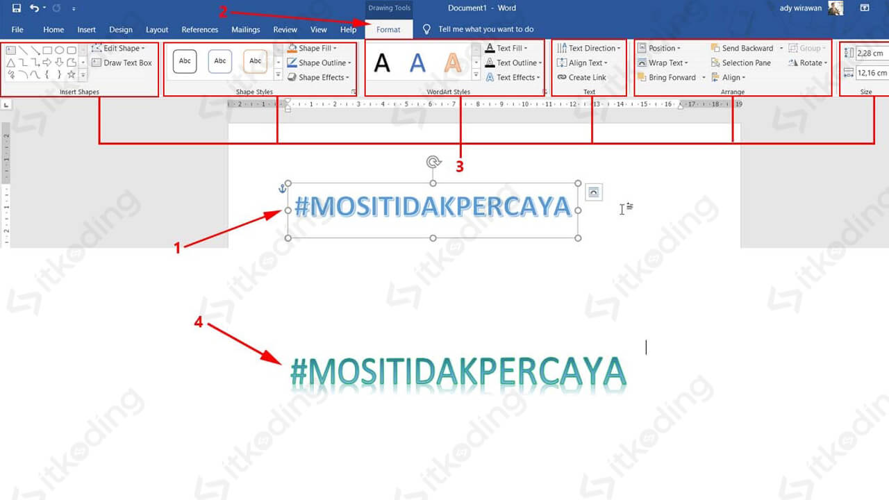 Fitur tambahan wordart di microsoft word