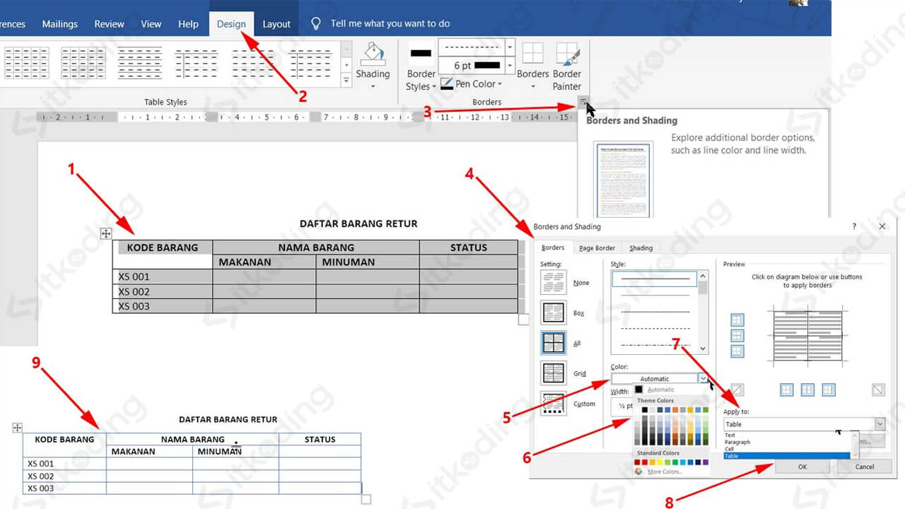 Cara Mengubah Atau Mengganti Warna Garis Tabel Microsoft Word Vrogue 1170