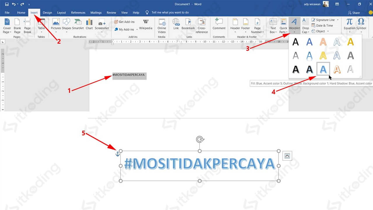 Toolbar word art pada ms word