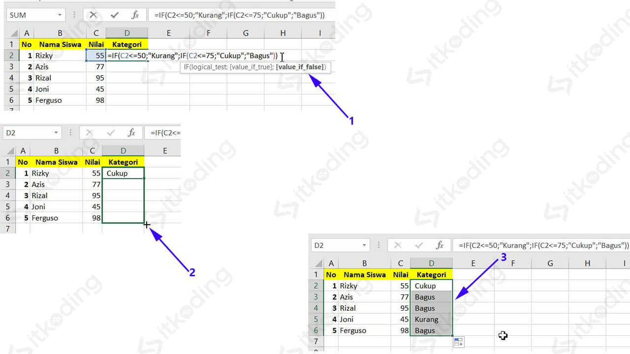 Contoh if bertingkat di excel