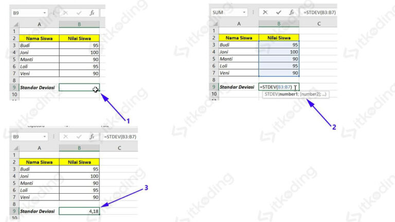 Rumus Standar Deviasi di Excel (Menghitung Simpangan Baku)