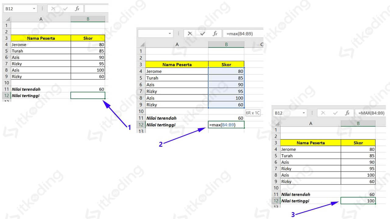 Contoh menghitung nilai terendah di ms excel