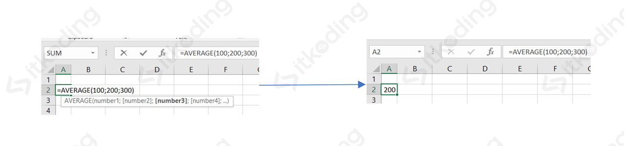 Contoh menghitung rata-rata manual dengan average excel