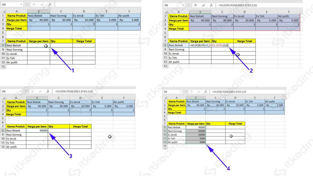 Contoh rumus hlookup di ms excel