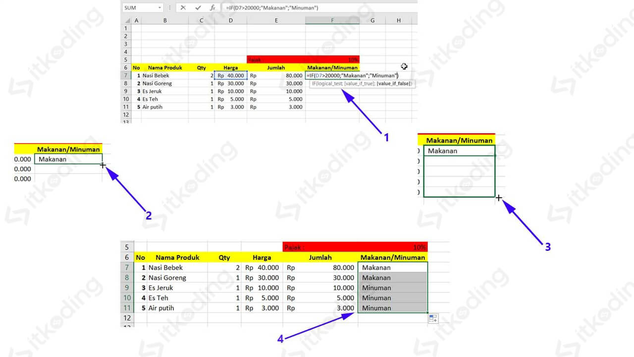 Rumus IF di Excel (Cara Menggunakan & Contoh Fungsi IF)