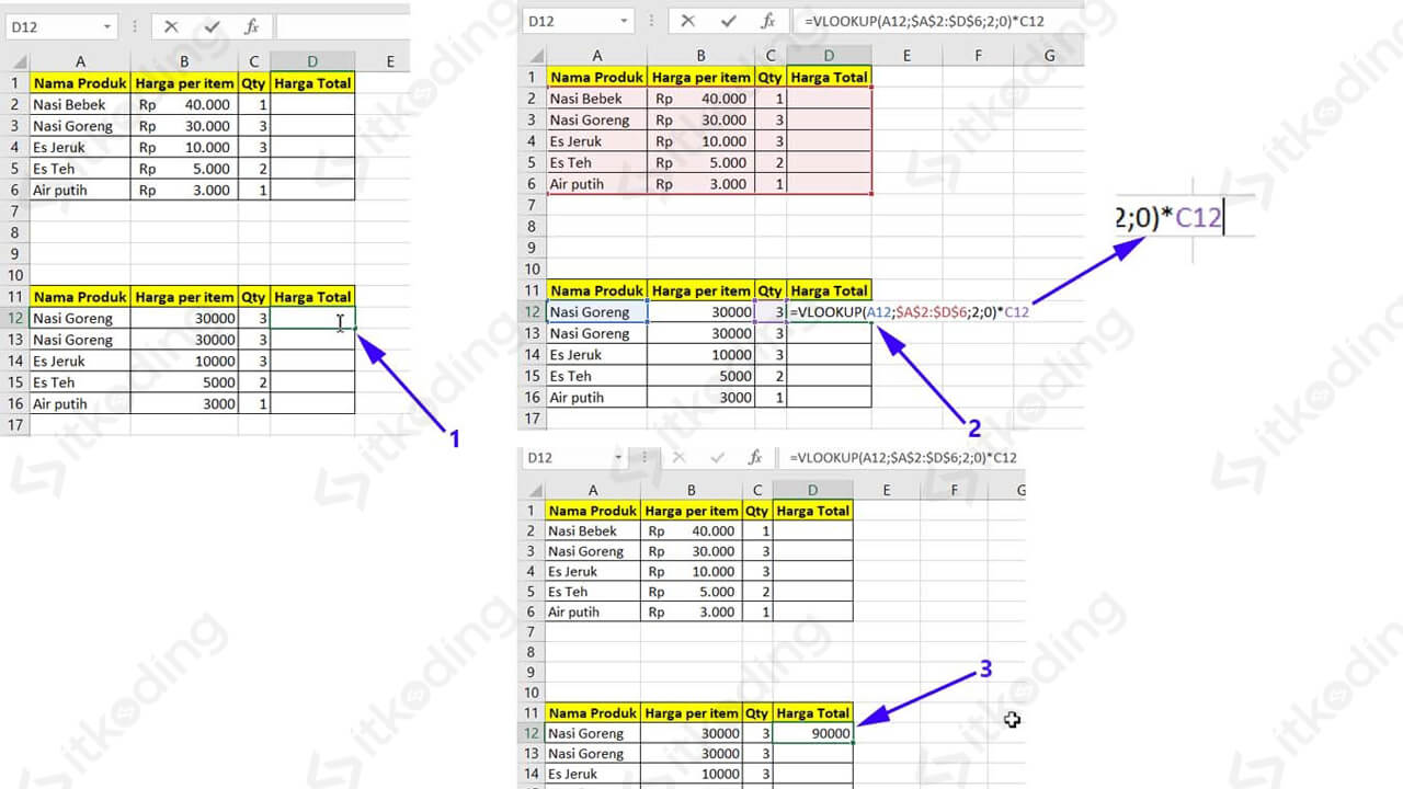 Rumus Vlookup Excel Cara Menggunakan And Contoh Fungsi Vlookup 8052