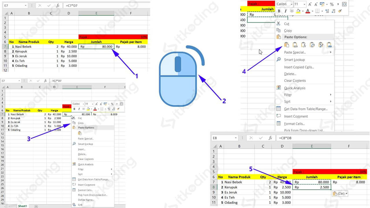 Langkah copy rumus di ms excel