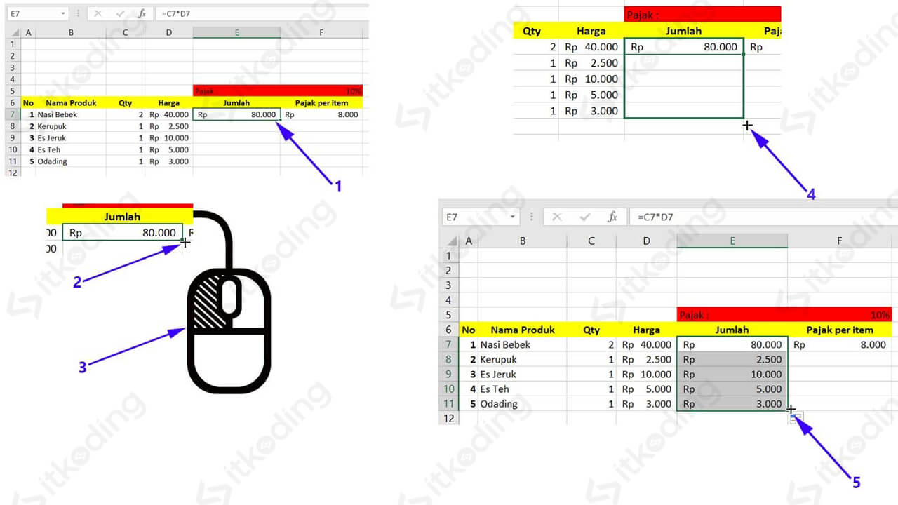 Langkah menyalin rumus pada ms excel