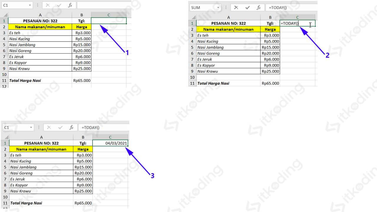 Fungsi TODAY di MS Excel (Cara dan Contoh Rumus TODAY)