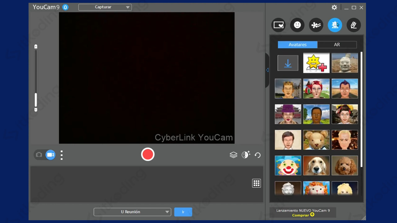 Tampilan aplikasi kamera cyberlink youcam