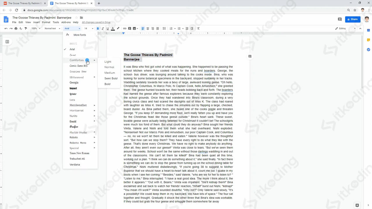 Menu edit pdf di google docs