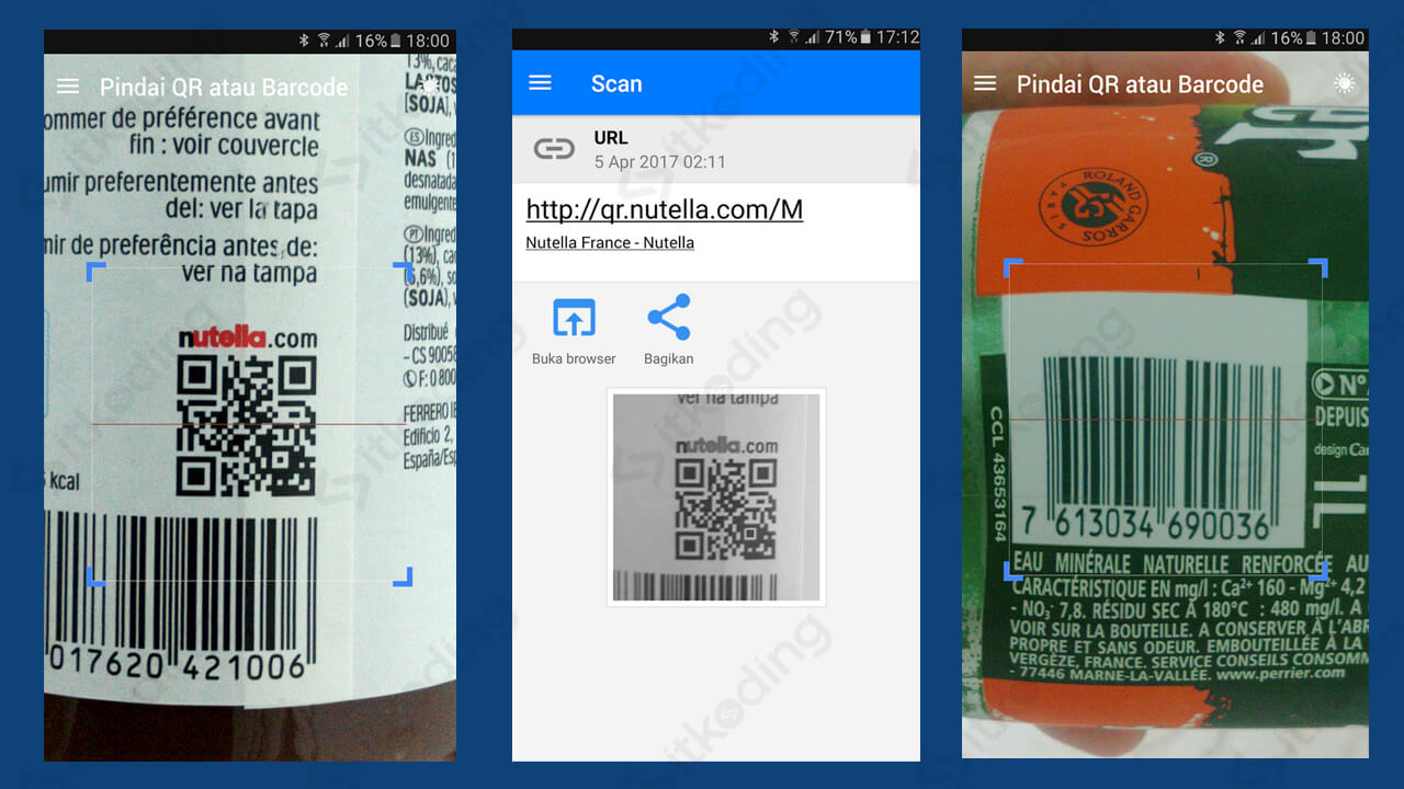 Tampilan aplikasi qr barcode scanner di android