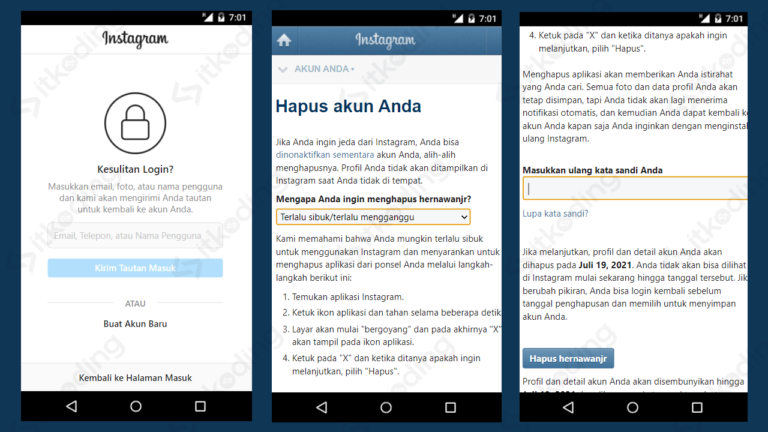 Cara Menghapus Akun Instagram Lupa Password Paling Ampuh