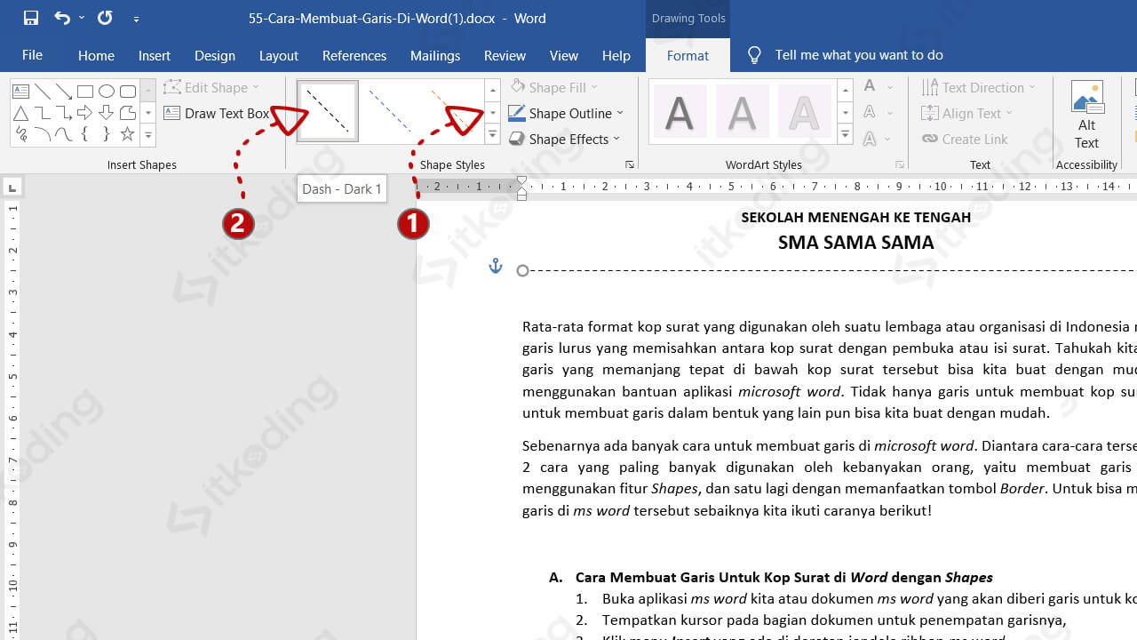 Cara Membuat Garis Di Word Putus Putus Lurus And Kop Surat 9540