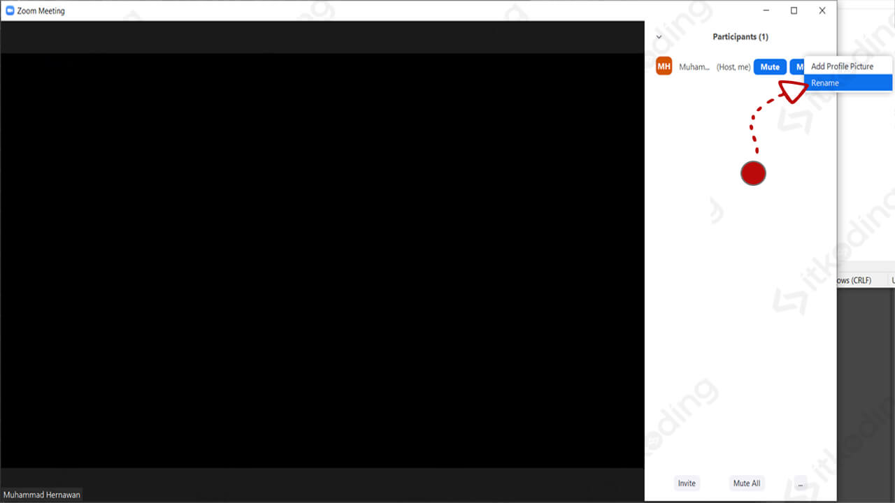 Pilihan rename pada saat meeting berlangsung