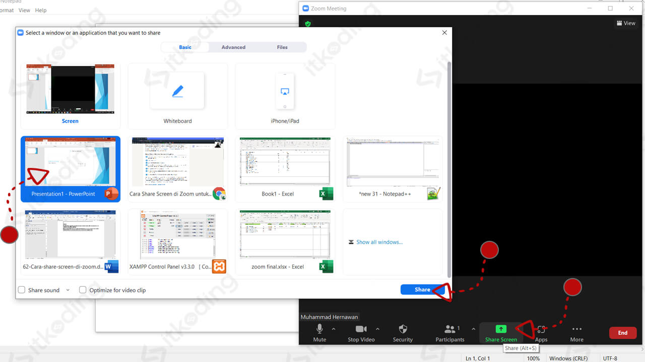 cara host zoom mengizinkan share screen di