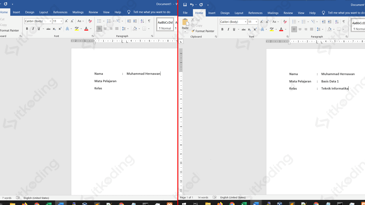 Tanda titik dua sejajar di ms word