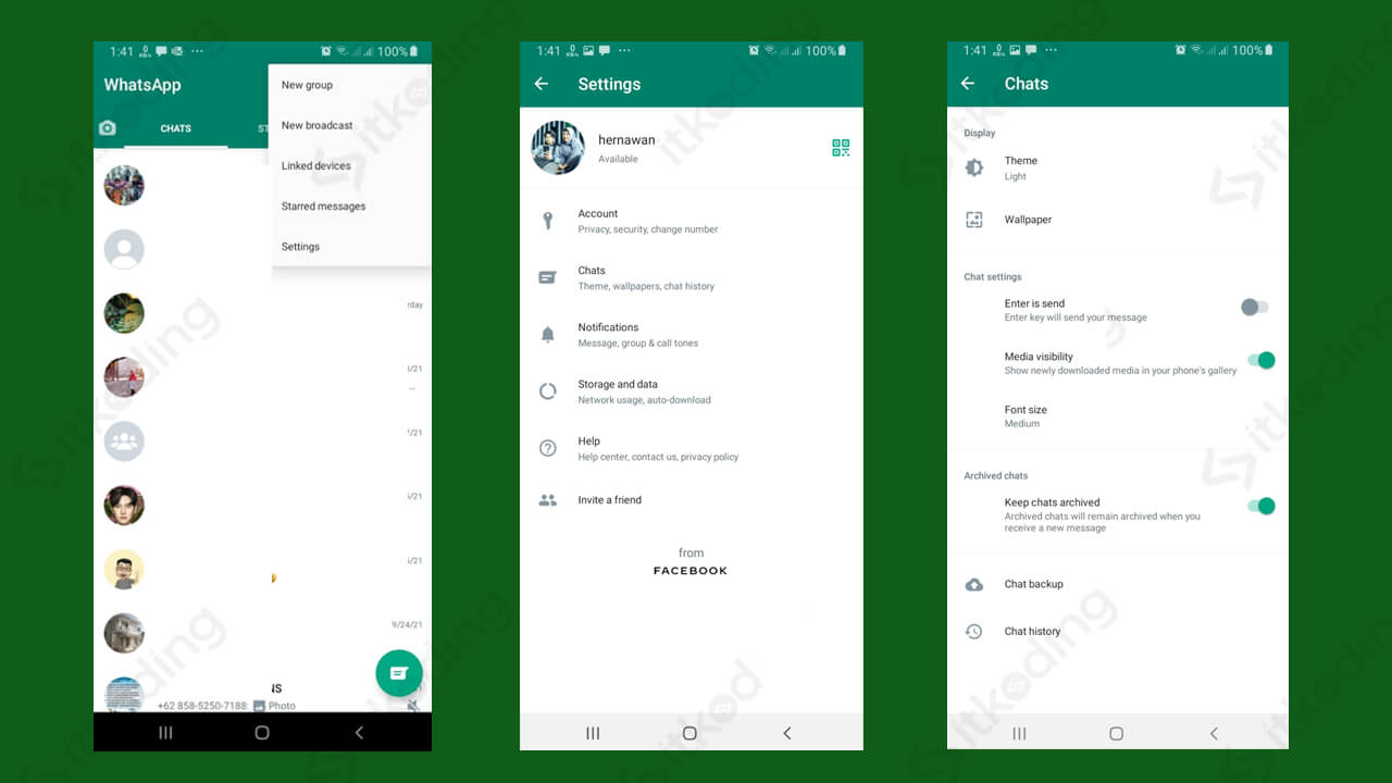 Menu backup di whatsapp hp