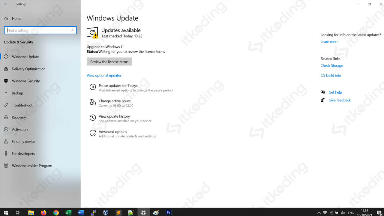 Pilihan upgrade windows 11 pada windows update
