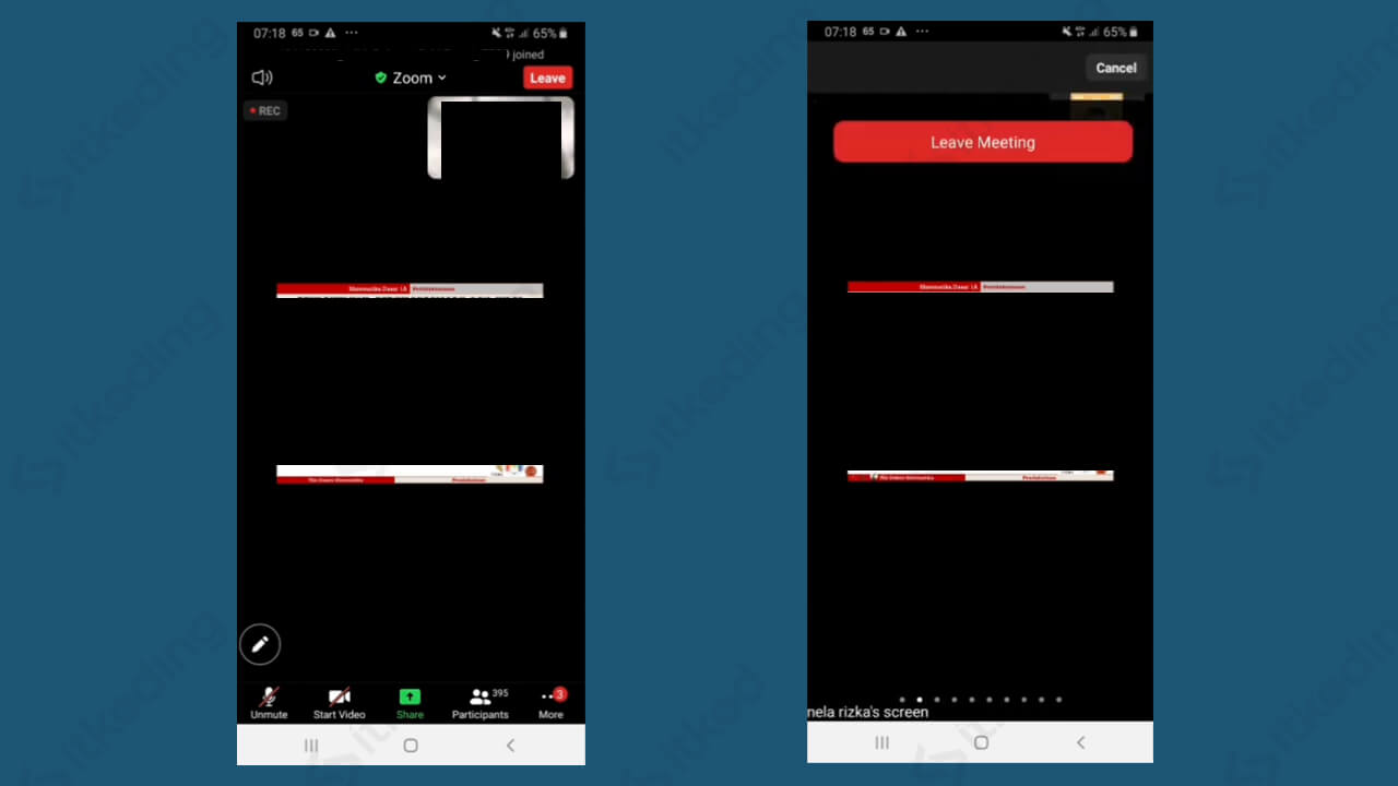 Pilihan saat keluar dari zoom meeting