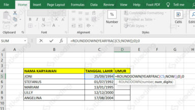 Cara Menghitung Umur Di Excel Dengan Rumus (Tahun Bulan Hari)