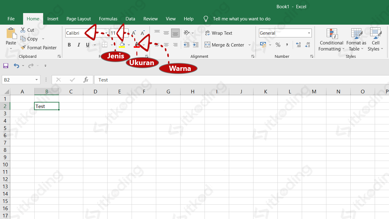 Cara Mengubah Jenis Ukuran Dan Warna Font Huruf Di Excel 8092