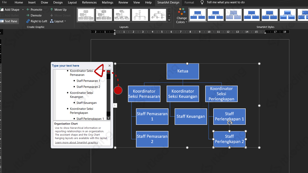 Hasil sturktur organisasi di word