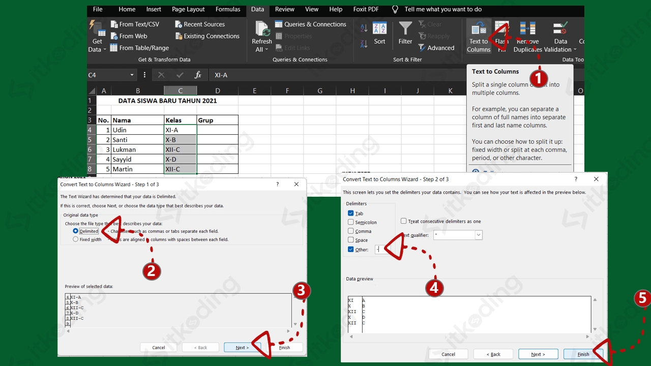 Menu text to column di excel