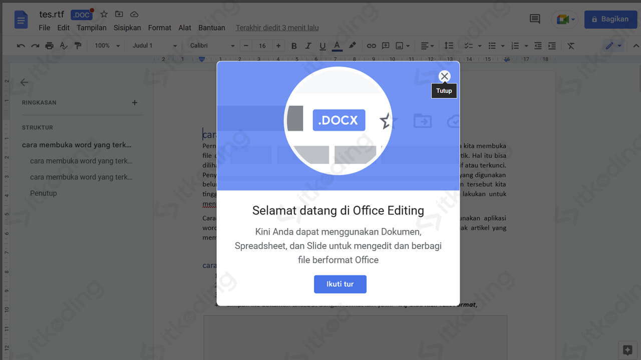 File microsoft word di google drive