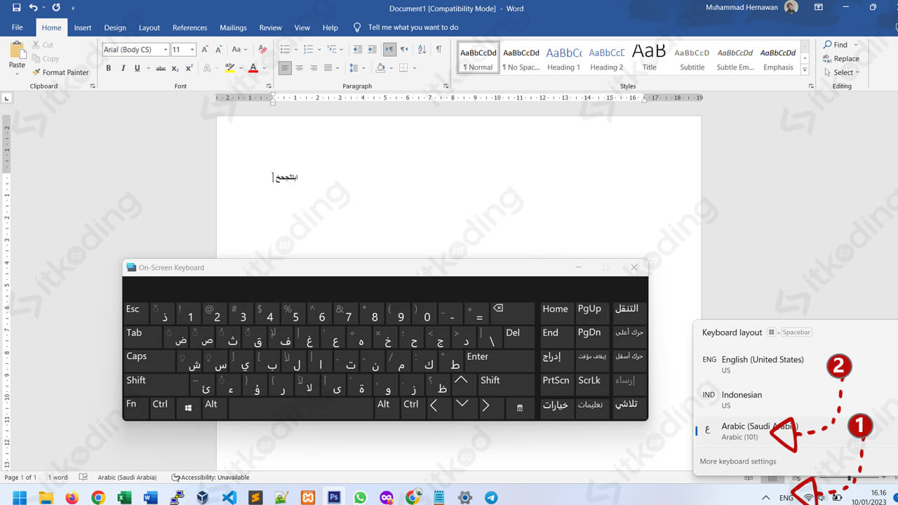 Font arab di microsoft word