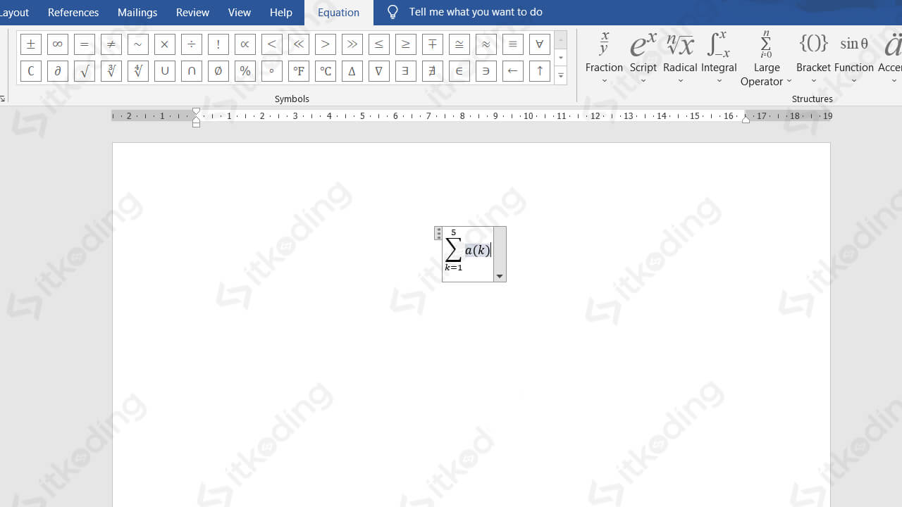 Hasil penulisan rumus di microsoft word